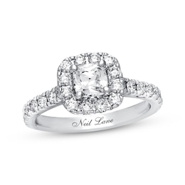 Previously Owned Neil Lane Diamond Engagement Ring 1-3/8 ct tw Cushion & Round-cut 14K White Gold - Size 5.75