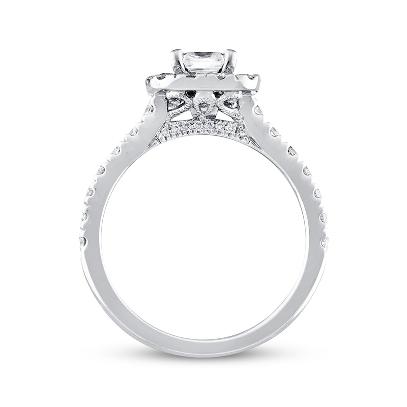 Main Image 3 of Previously Owned Neil Lane Diamond Engagement Ring 1-3/8 ct tw Cushion & Round-cut 14K White Gold - Size 5.75