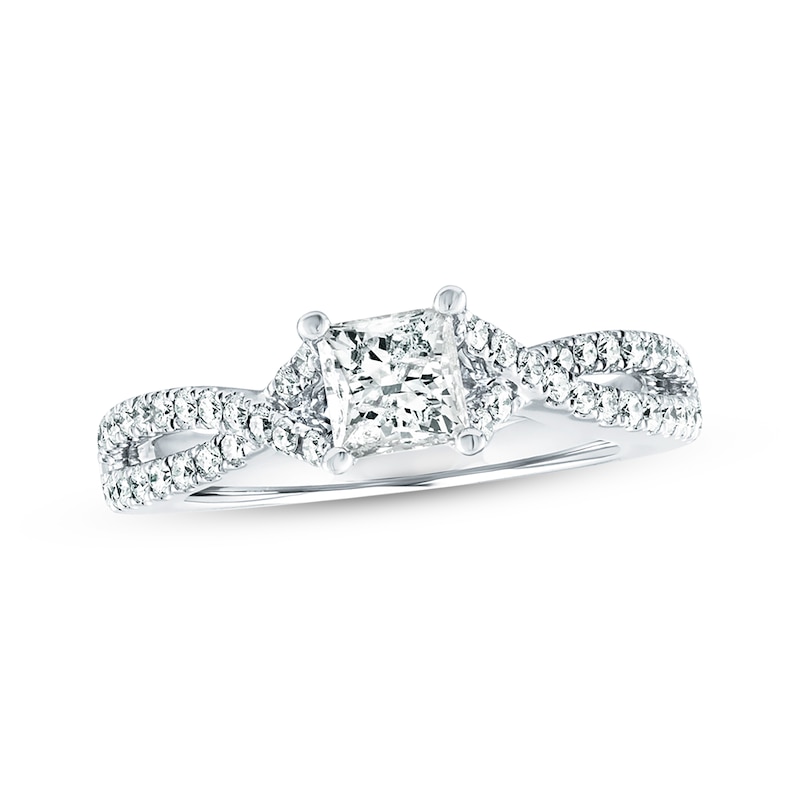 Main Image 1 of Previously Owned Princess-cut Diamond Engagement Ring 1 ct tw 14K White Gold