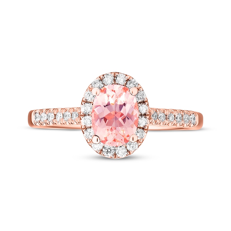 Main Image 4 of Previously Owned Morganite Engagement Ring 1/4 ct tw Round-cut Diamonds 14K Rose Gold
