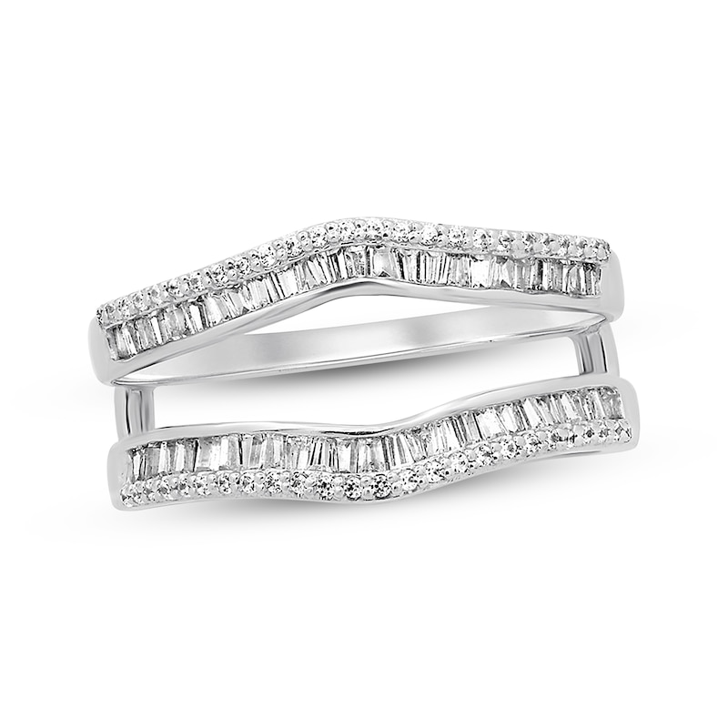 Previously Owned Diamond Enhancer Ring 1/2 ct tw Round & Baguette-cut 14K White Gold