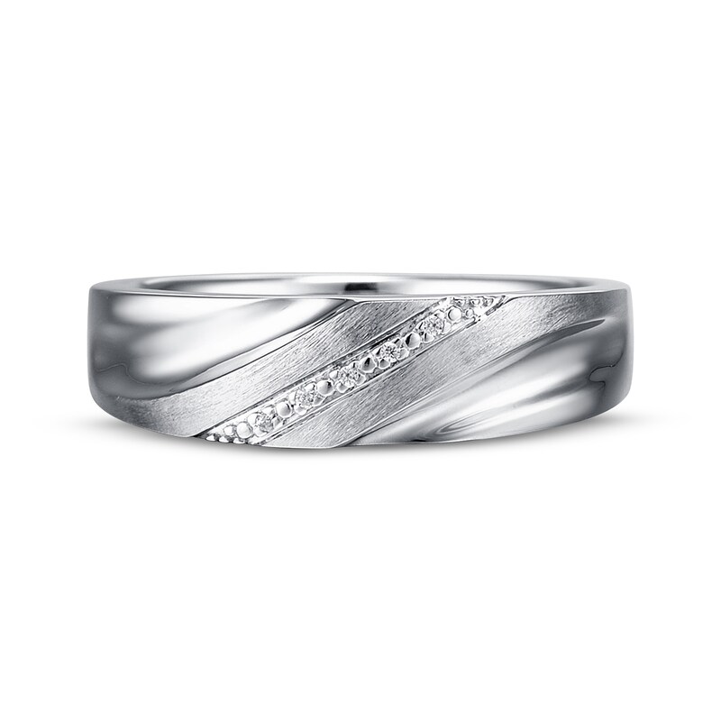 Main Image 4 of Previously Owned Men's Wedding Ring Diamond Accents 10K White Gold
