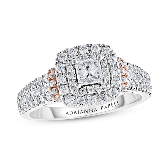 Previously Owned Adrianna Papell Diamond Engagement Ring 1 ct tw Princess, Baguette & Round-cut 14K Two-Tone Gold
