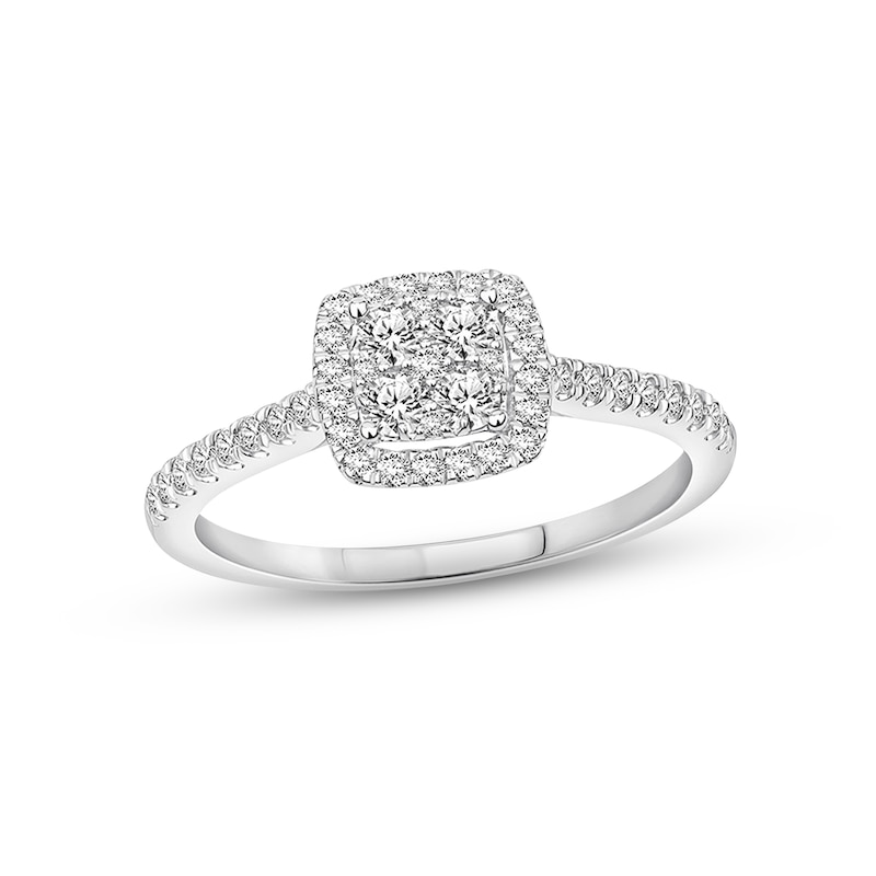 Main Image 1 of Previously Owned Diamond Engagement Ring 1/2 ct tw Round-cut 10K White Gold