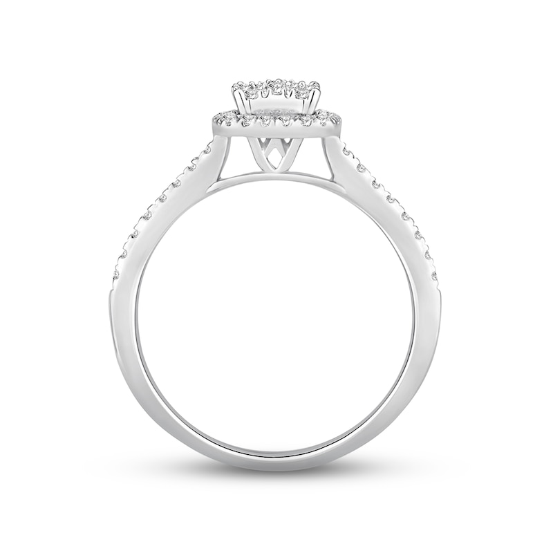 Main Image 3 of Previously Owned Diamond Engagement Ring 1/2 ct tw Round-cut 10K White Gold
