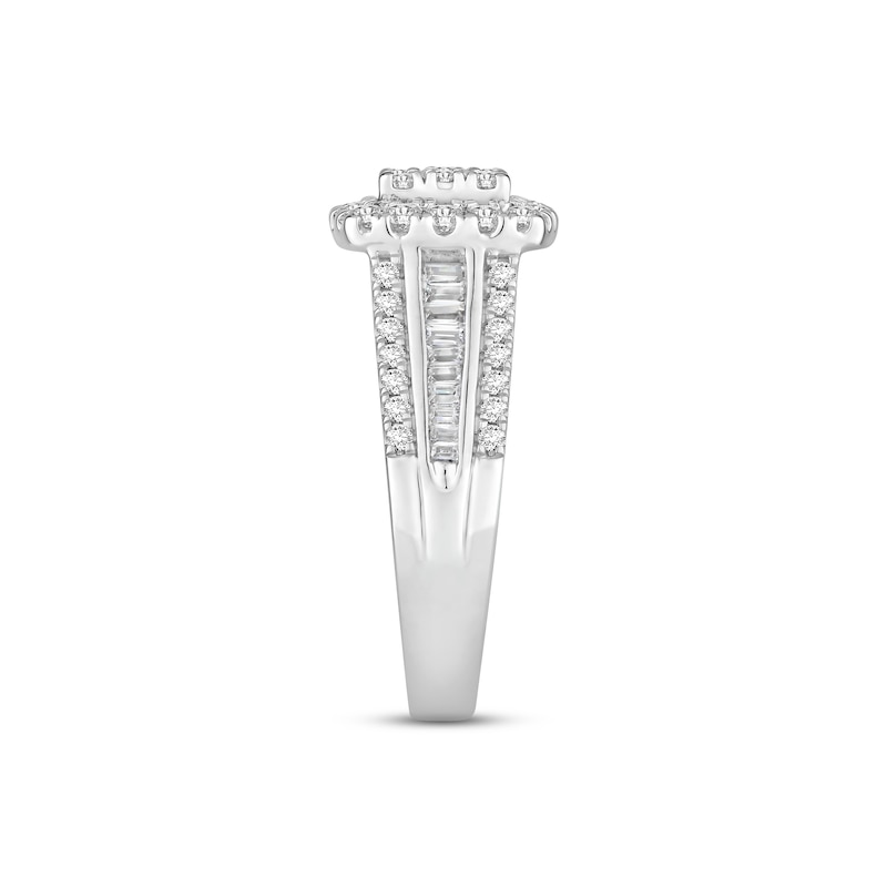 Main Image 3 of Previously Owned Diamond Engagement Ring 1 ct tw Round/Baguette-cut 10K White Gold