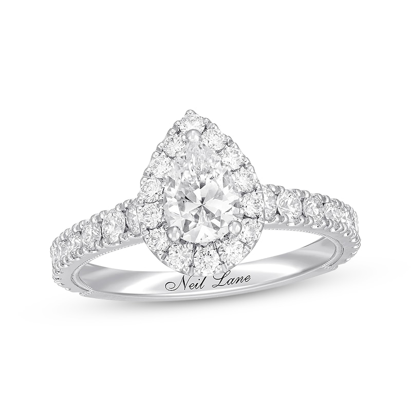 Previously Owned Neil Lane Premiere Diamond Engagement Ring 1-1/2 ct tw Pear 14K White Gold - Size 5