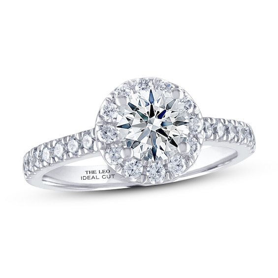 Previously Owned THE LEO Ideal Cut Diamond Engagement Ring -/ ct tw Round-cut 14K White Gold