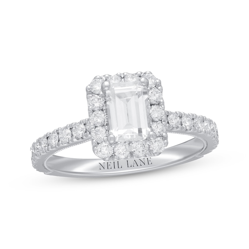 Previously Owned Neil Lane Premiere Engagement Ring 1-3/8 ct tw Emerald-cut 14K White Gold