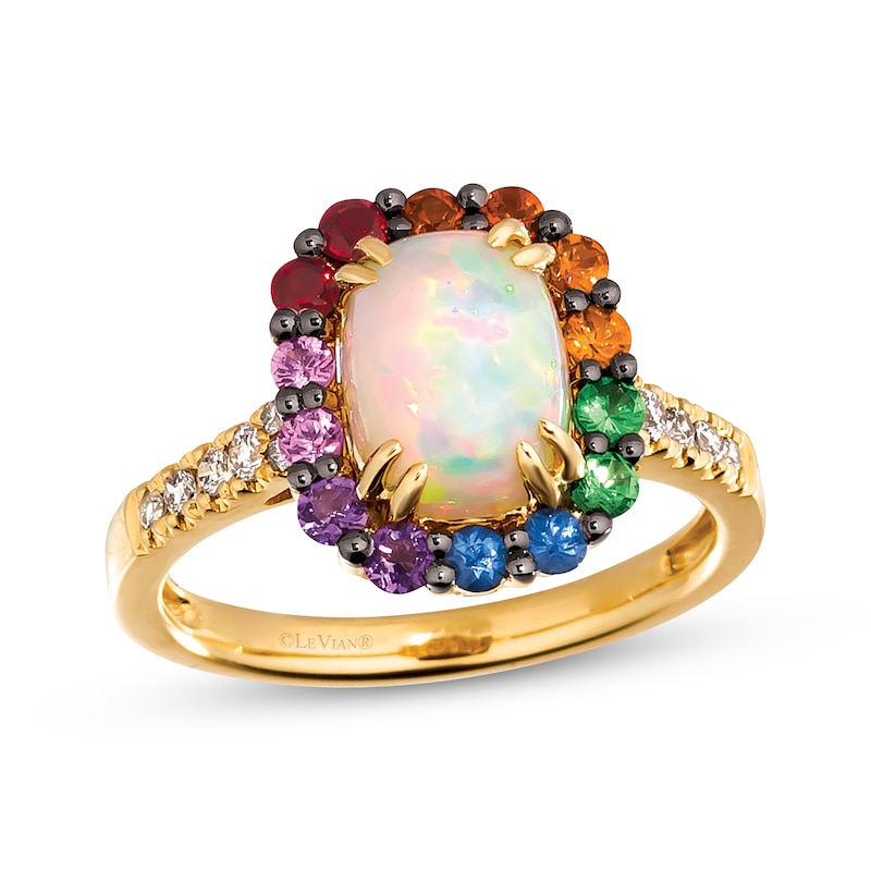 Main Image 1 of Previously Owned Le Vian Multi-Gemstone Ring 1/8 ct tw Diamonds 14K Honey Gold
