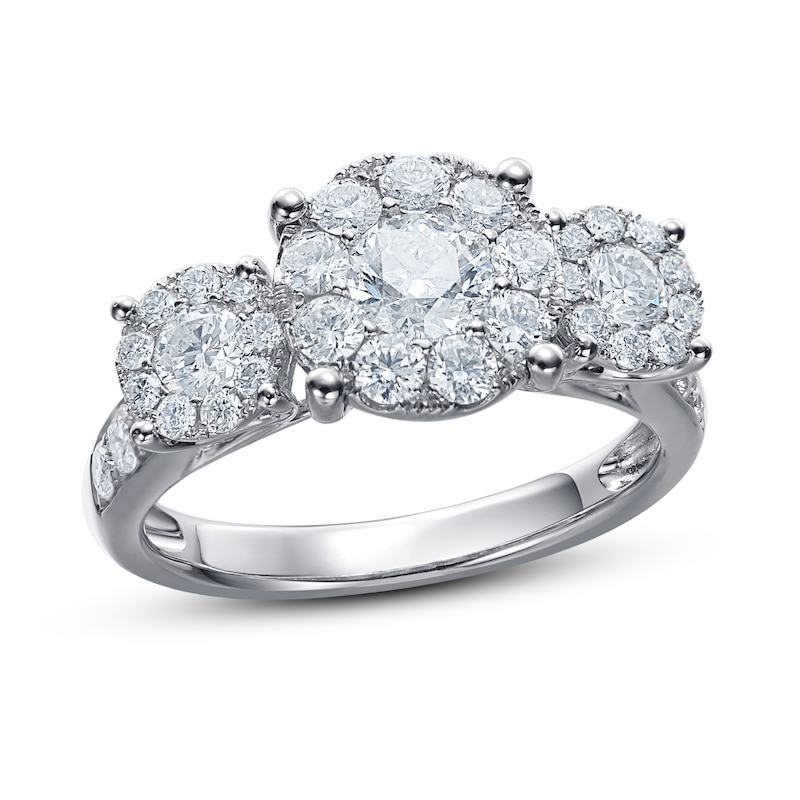 Main Image 1 of Previously Owned Diamond Engagement Ring 1-1/2 ct tw Round-Cut 14K White Gold