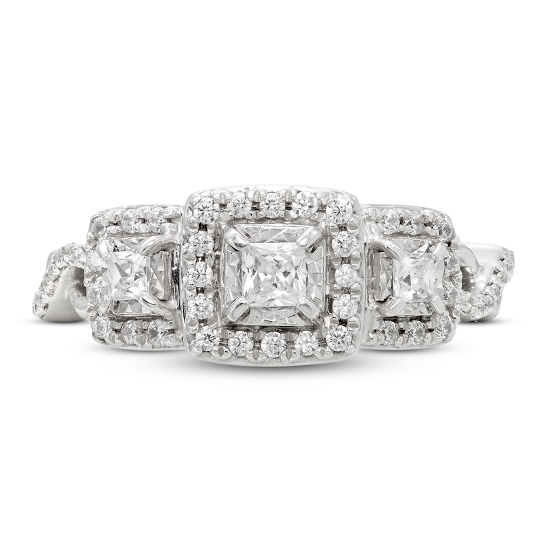 Main Image 3 of Previously Owned Diamond Engagement Ring 1/2 ct tw Princess & Round 10K White Gold