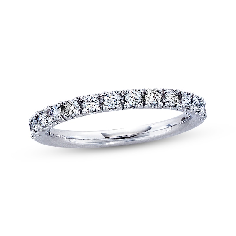 Main Image 1 of Previously Owned Diamond Anniversary Band 1/2 ct tw Round-cut 14K White Gold - Size 4.5