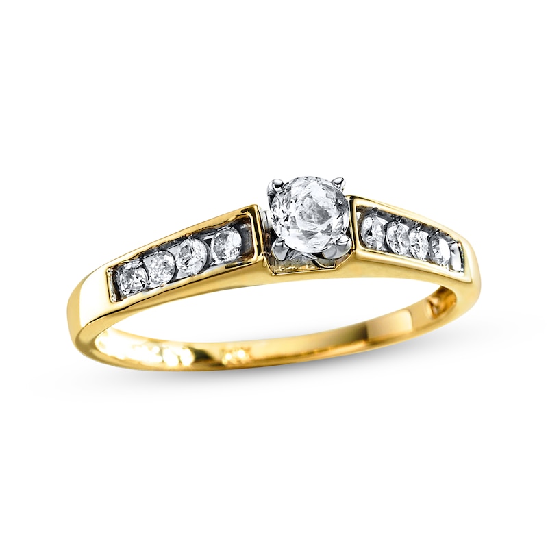 Main Image 1 of Previously Owned Diamond Engagement Ring 1/3 ct tw Round-cut 14K Yellow Gold Size 10.25