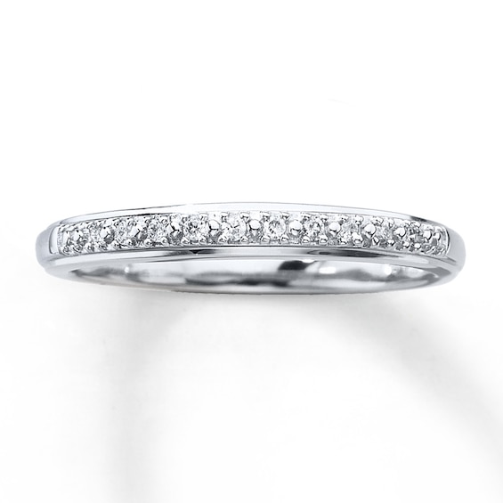 Previously Owned Diamond Wedding Band Round-cut 1/20 ct tw 10K White Gold Size 4.75