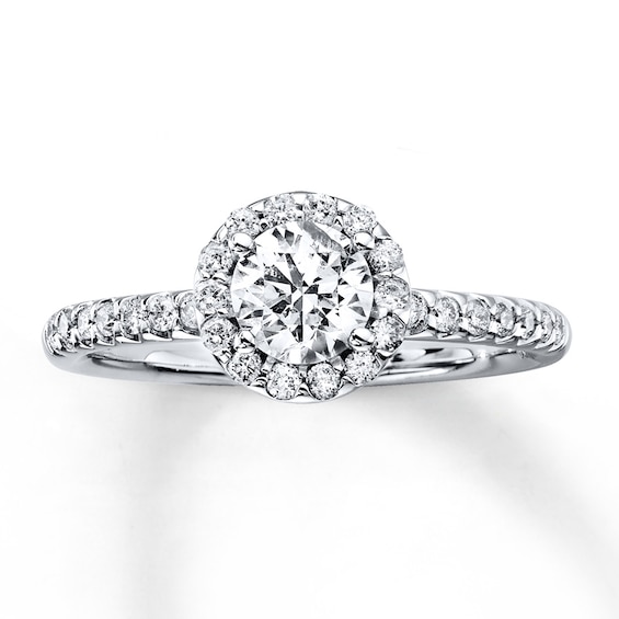 Previously Owned Diamond Engagement Ring 7/8 ct tw Round-cut 14K White Gold 3.5