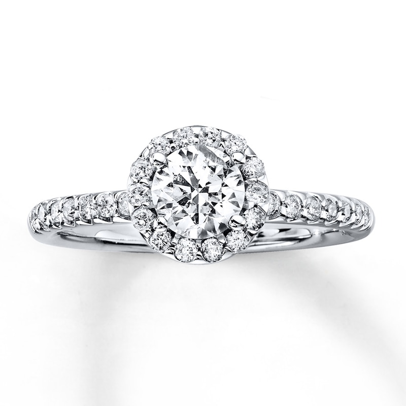 Main Image 1 of Previously Owned Diamond Engagement Ring 7/8 ct tw Round-cut 14K White Gold Size 3.5