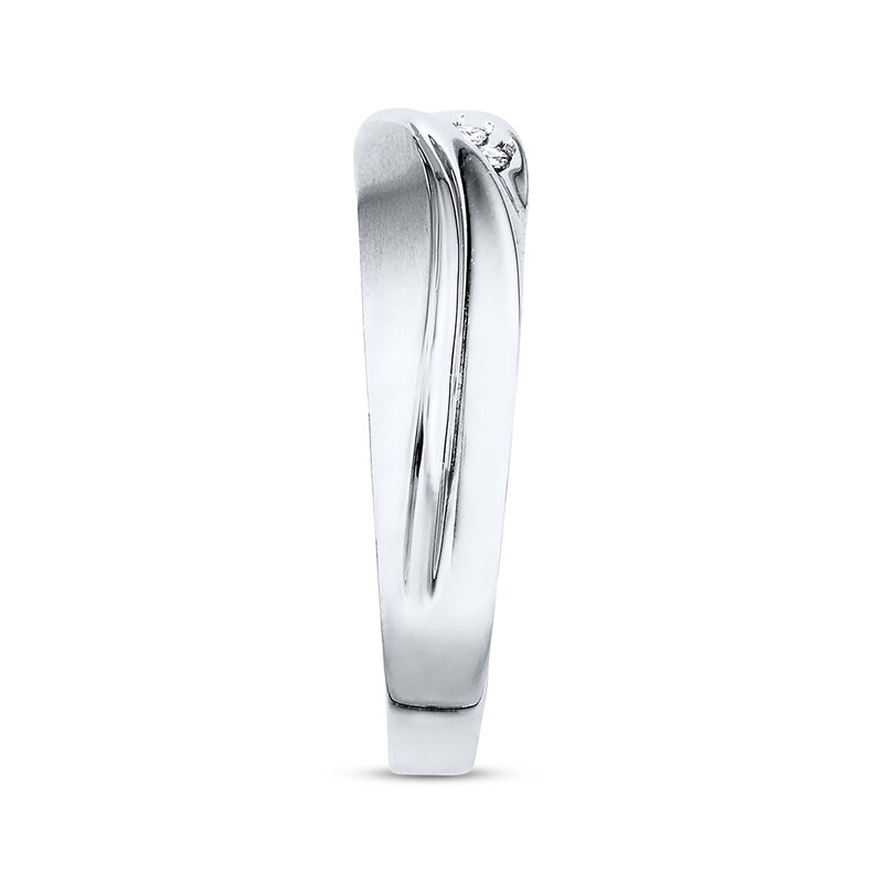 Main Image 3 of Previously Owned Men's Diamond Wedding Band 1/15 ct tw Round-cut 10K White Gold - Size 13.25