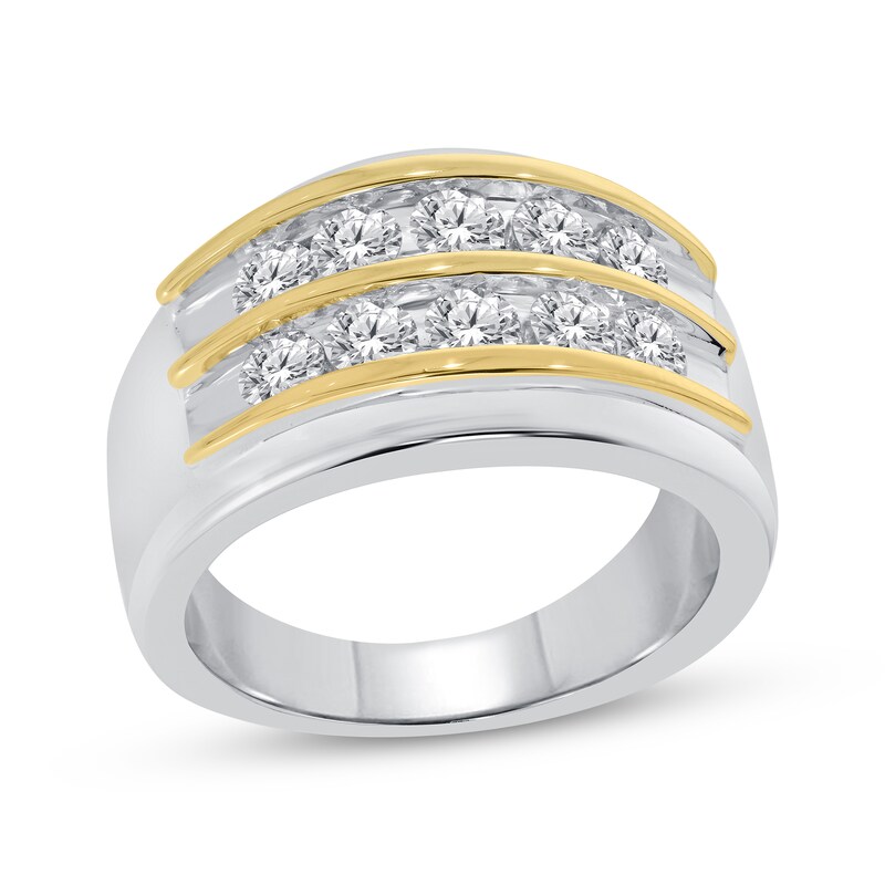 Main Image 1 of Previously Owned Men's Diamond Wedding Band 2 ct tw Round-cut 10K Two-Tone Gold - Size 13