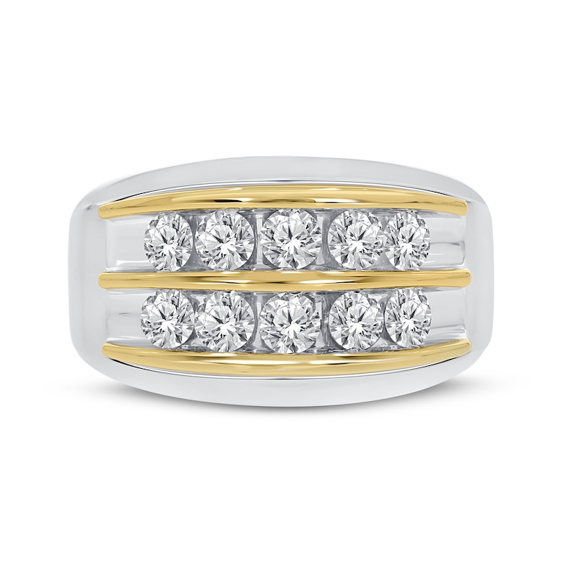 Main Image 3 of Previously Owned Men's Diamond Wedding Band 2 ct tw Round-cut 10K Two-Tone Gold - Size 13