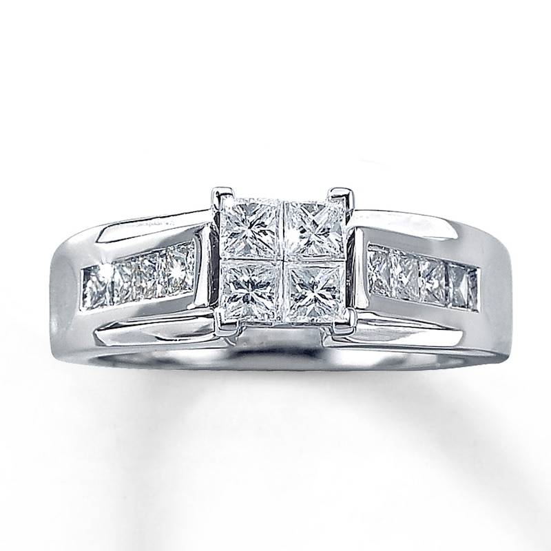 Main Image 1 of Previously Owned Ring 1 ct tw Princess-cut Diamonds 14K White Gold - Size 4.5