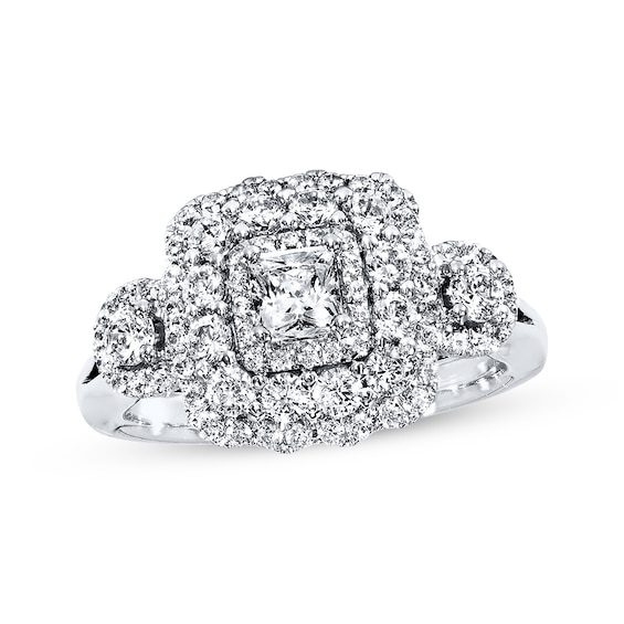 Previously Owned Diamond & Sapphire Ring 1-1/6 ct tw 14K White Gold Size 9.25