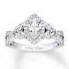 Thumbnail Image 0 of Previously Owned Neil Lane Engagement Ring 1-3/8 ct tw Marquise & Round-cut Diamonds 14K White Gold - Size 10.5