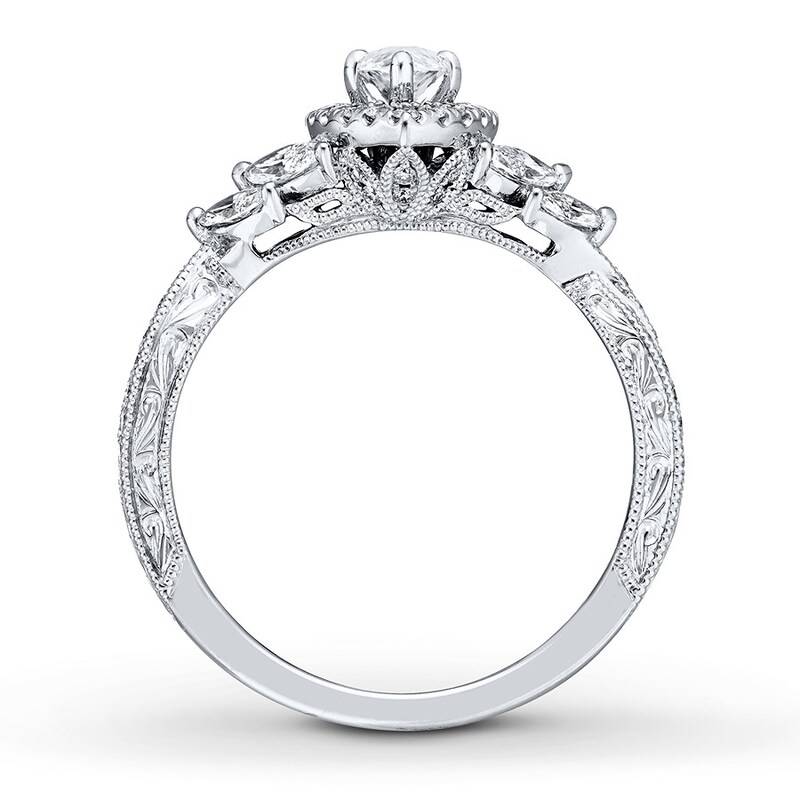 Previously Owned Neil Lane Engagement Ring 1-3/8 ct tw Marquise & Round-cut Diamonds 14K White Gold - Size 10.5