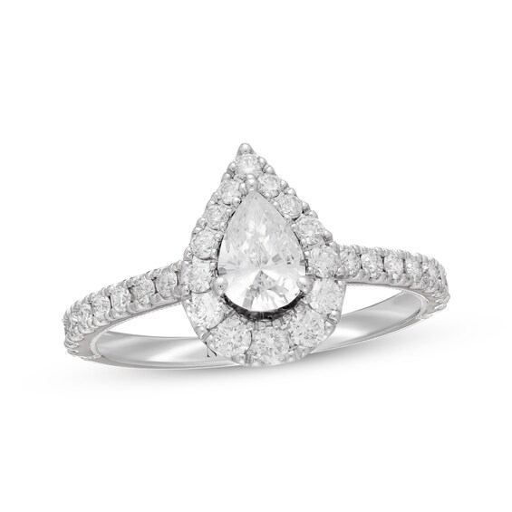 Previously Owned Neil Lane Diamond Engagement Ring 1 ct tw Pear & Round 14K White Gold Size 10.5