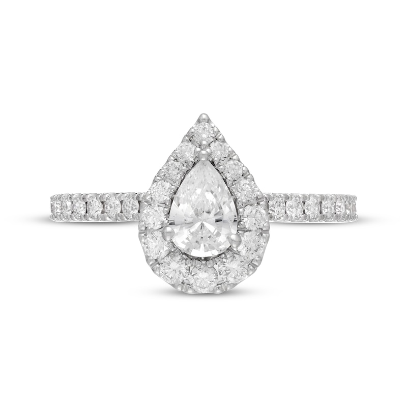 Previously Owned Neil Lane Diamond Engagement Ring 1 ct tw Pear & Round 14K White Gold - Size 10.5