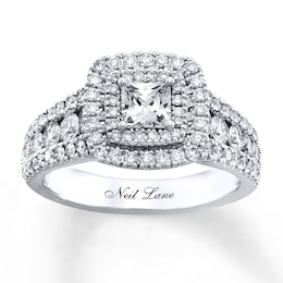 Previously Owned Neil Lane Diamond Engagement Ring 1-3/4 ct tw Princess & Round-cut 14K White Gold Size 4.5
