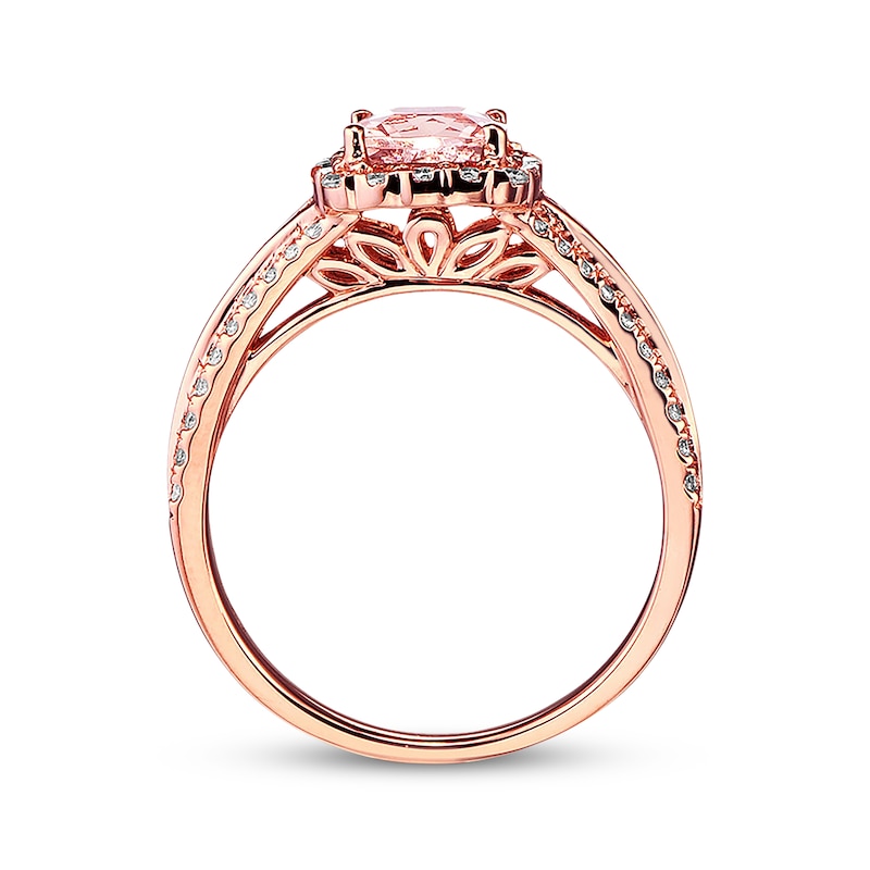 Previously Owned Morganite Engagement Ring 3/8 ct tw Diamonds 14K Rose Gold