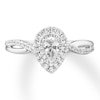Thumbnail Image 3 of Previously Owned Diamond Engagement Ring 1/2 ct tw Pear/Round 14K White Gold - Size 4