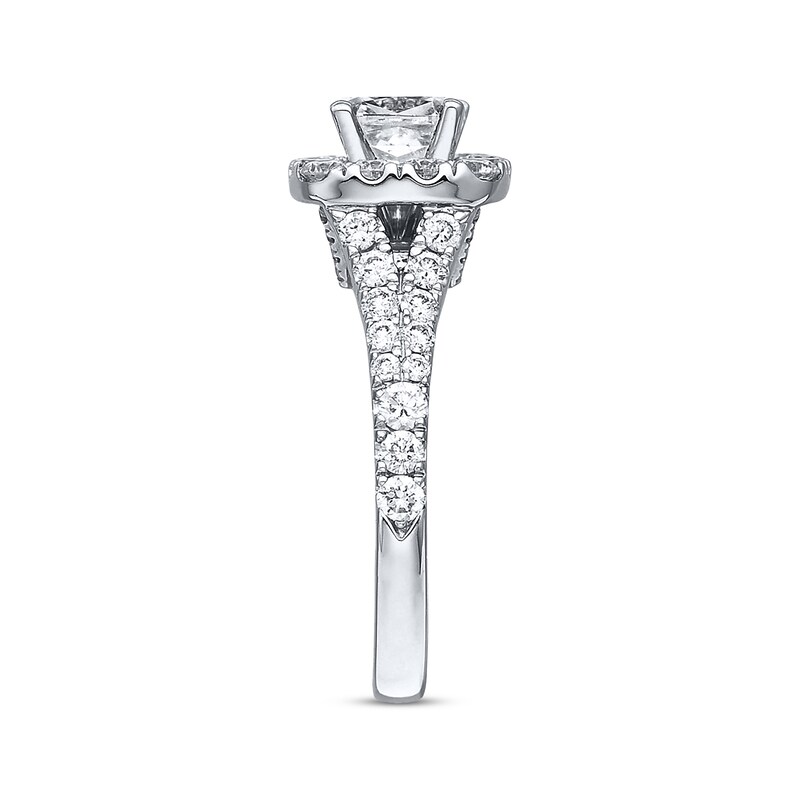 Main Image 2 of Previously Owned Neil Lane Engagement Ring 2-1/6 ct tw Cushion & Round-cut Diamond 14K White Gold - Size 4