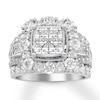 Thumbnail Image 1 of Previously Owned Diamond Engagement Ring 4 ct tw Princess, Baguette & Round 14K White Gold Size 10