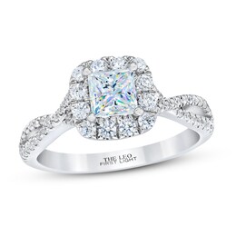 Previously Owned THE LEO First Light Diamond Engagement Ring 1-1/8 ct tw Princess & Round-cut 14K White Gold - Size 4