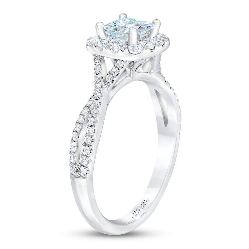 Main Image 2 of Previously Owned THE LEO First Light Diamond Engagement Ring 1-1/8 ct tw Princess & Round-cut 14K White Gold - Size 4