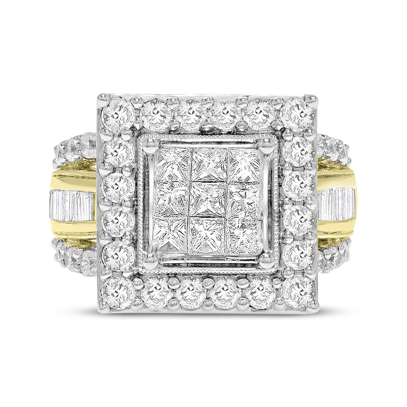 Main Image 3 of Previously Owned Diamond Engagement Ring 3 ct tw Princess, Baguette & Round-cut 14K Yellow Gold Size 11.25