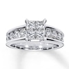 Thumbnail Image 1 of Previously Owned Engagement Ring 1-3/4 ct tw Diamonds Princess & Round 14K White Gold - Size 10.5