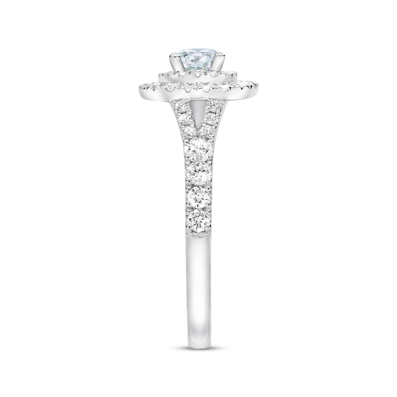 Main Image 2 of Previously Owned THE LEO First Light Diamond Engagement Ring 1 ct tw Round-cut 14K White Gold Size 10.5