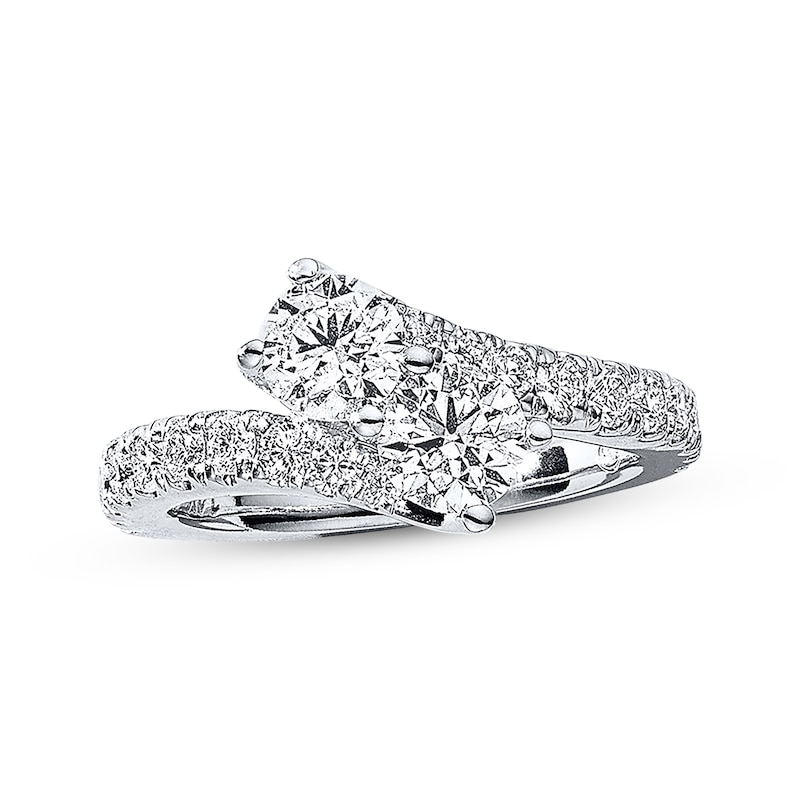 Main Image 1 of Previously Owned Ever Us Two-Stone Anniversary Ring 2 ct tw Diamonds 14K White Gold - Size 10.5