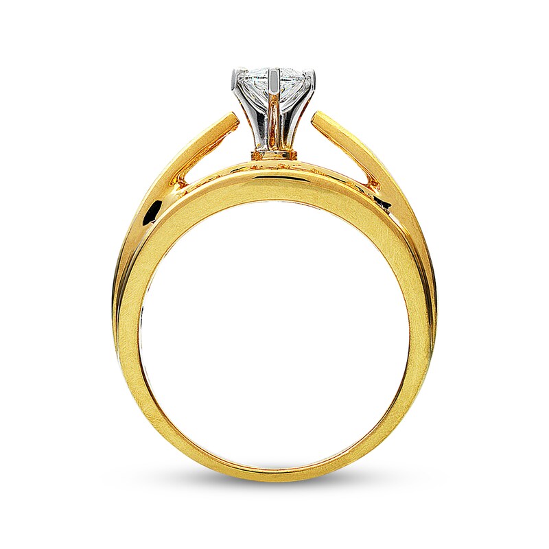 Main Image 3 of Previously Owned Diamond Engagement Ring 1-1/2 ct tw Marquise, Baguette & Round-cut 14K Yellow Gold - Size 4.25