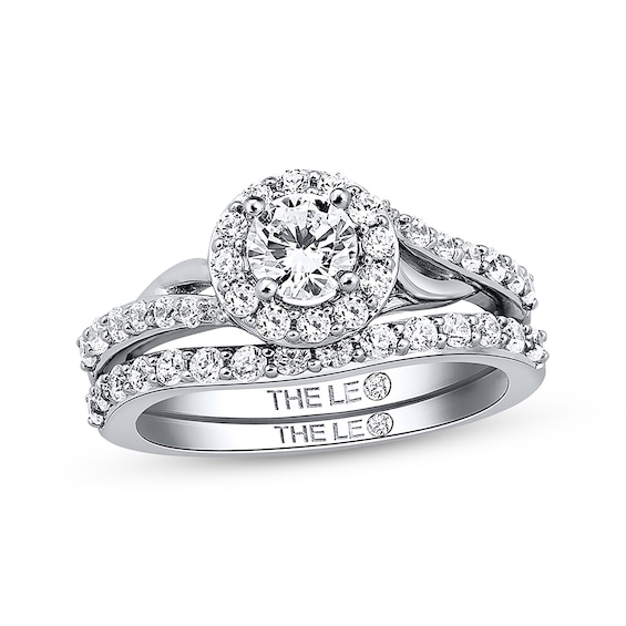 Previously Owned THE LEO Diamond Bridal Set 1 ct tw Round-cut 14K White Gold Size 3.5