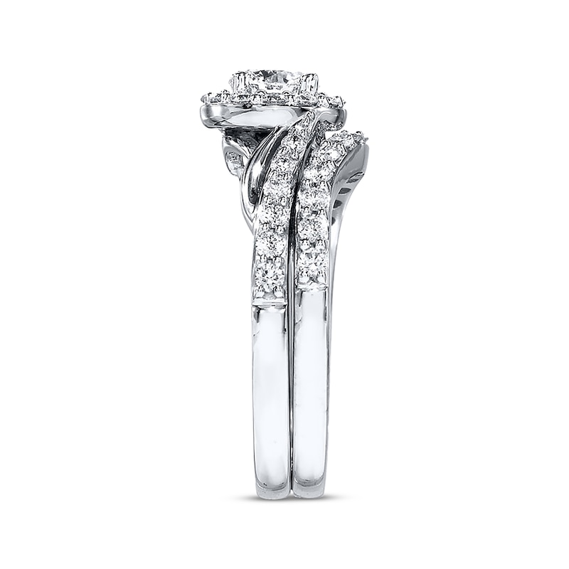 Previously Owned THE LEO Diamond Bridal Set 1 ct tw Round-cut 14K White Gold - Size 3.5