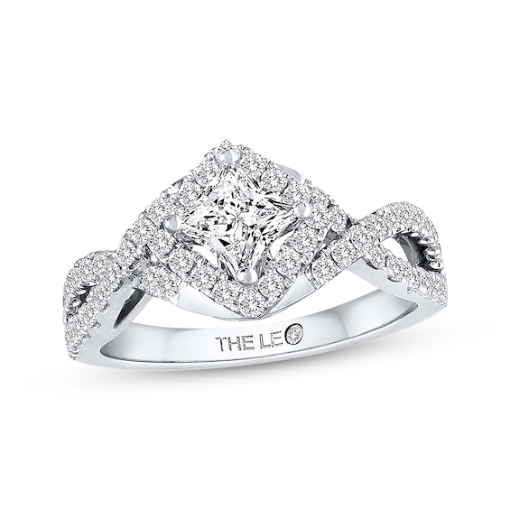 Previously Owned THE LEO Diamond Ring 1 ct tw Princess & Round-cut 14K White Gold Size 7.75