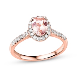 Previously Owned Morganite Engagement Ring 1/4 ct tw Diamonds 14K Rose Gold - Size 10