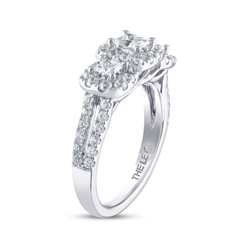 Main Image 2 of Previously Owned THE LEO Diamond Three-Stone Engagement Ring 1-1/3 ct tw Princess & Round-cut 14K White Gold - Size 8.5