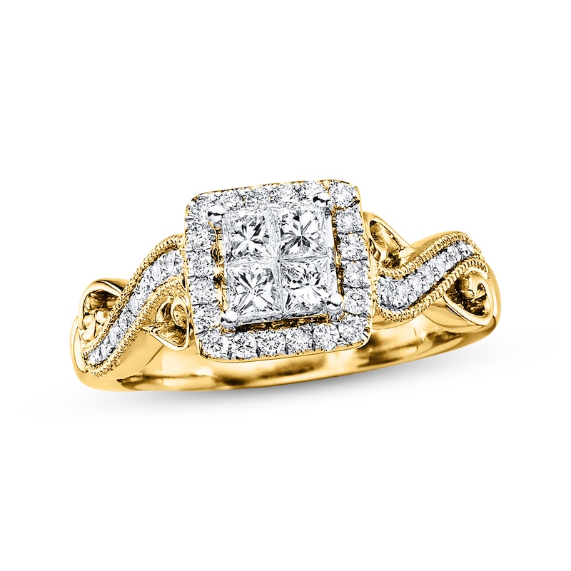 Main Image 1 of Previously Owned Diamond Engagement Ring 5/8 cttw Princess/Round 14K Yellow Gold