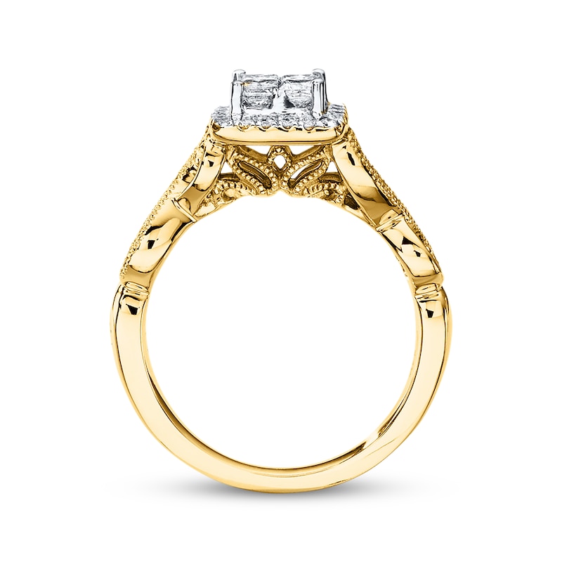 Main Image 3 of Previously Owned Diamond Engagement Ring 5/8 cttw Princess/Round 14K Yellow Gold