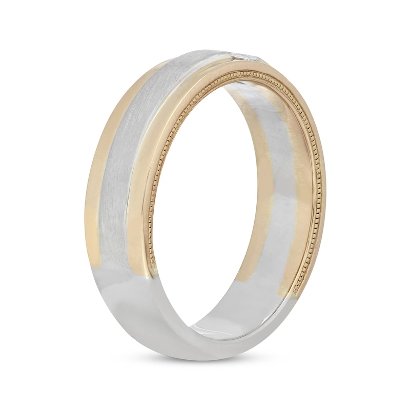 Previously Owned Neil Lane Men's Diamond Wedding Band 1/6 ct tw Square-cut 14K Two-Tone Gold